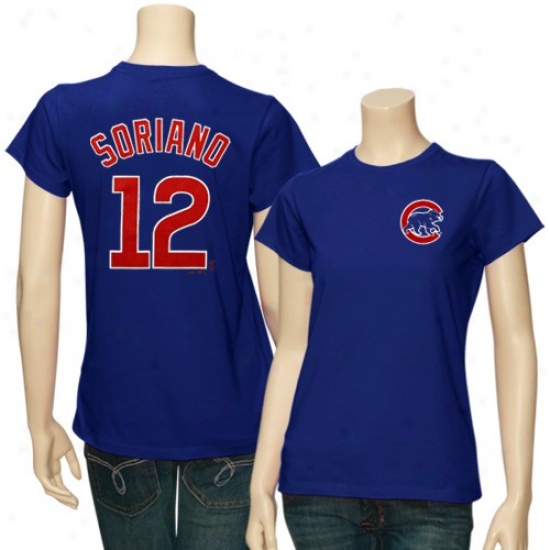 Chicago Cubs Tees : Splendid Chicago Cubs #12 Alfonso Soriano Ladies Royal Blue Actor Tees