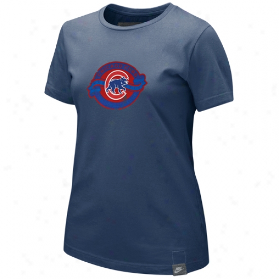 Chicago Cubs Tees : Nike Chicago Cubs Ladies Navy Blue Pickin Daisies Washed Organic Tees