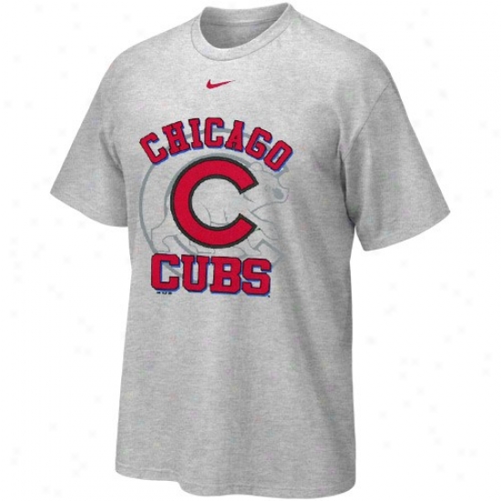 Chjcago Cubs Tees : Nike Chicago Cubs Youth Ash Mascot Tees