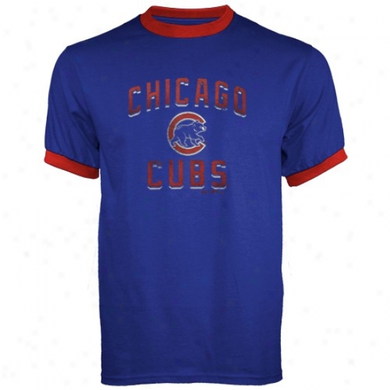 Chicago Cubs Tshirt : Majestic Chicago Cubs Royal Blue First-rate Logo Ringer Tshirt