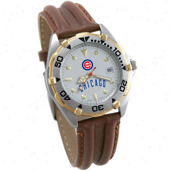 Chicago Cubs Watches : Chicago Cubs Ladies All-star Watches With Brown Leather Band