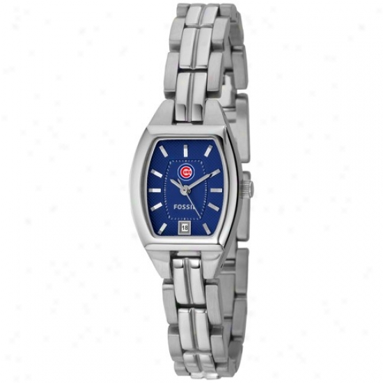 Chicago Cubs Wrist Watch : Fossil Chicago Cubs Ladies Staimless Steel Analog Cushion Wrist Watch
