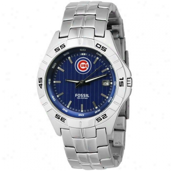 Chicago Cubs Wrist Watch : Fossil Chicago Cubs Men'sS tainless Steel Analog Mlb Team Logo Wrist Watch