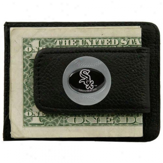 Chicago Whiet Sox Black Leather Card Holder & Money Clip