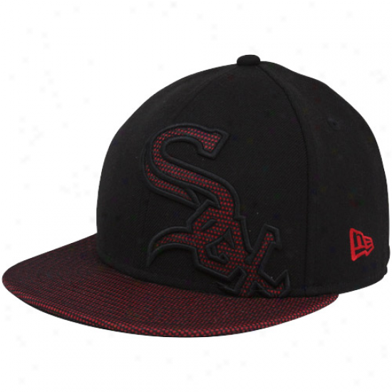 Chicago White Sox Gear: New Era Chicago White Sox Black-scarlet Overlay 59fifty Fitted Hat