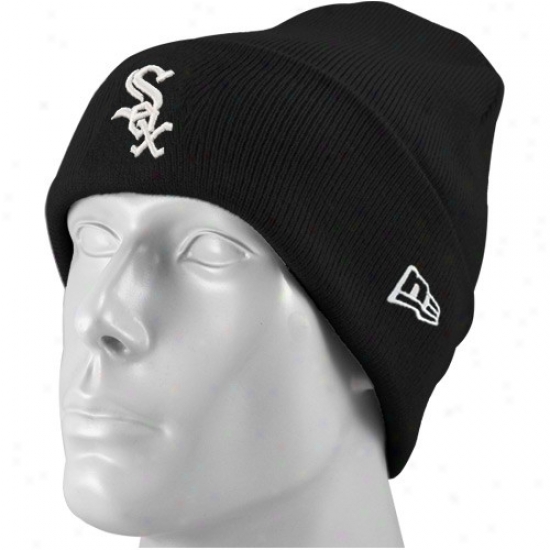 Chicago White Sox Hat : New Era Chicago White Sox Youth Black Cuffed Knit Beanie