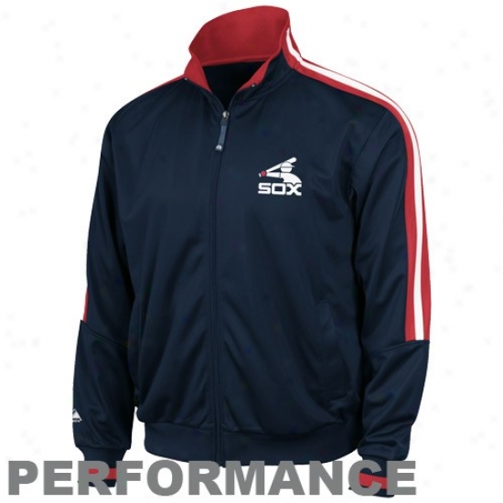 Chicago White Sox Jacket : Majestic Chicago Happy Sox Navy Bluee Cpoperstown Therma Mean Pdrformance Track Jacket