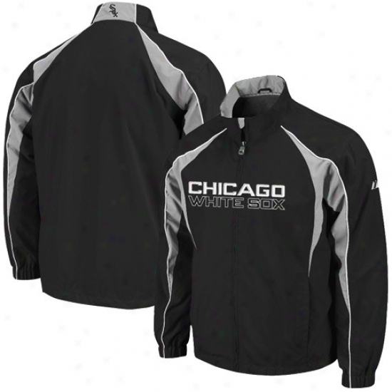 Chicago White Six Jacket : Majestic Chicago White Sox Black Vindicator Full Zip Wind Jacket
