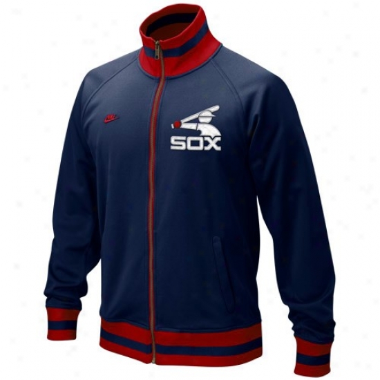 Chicago White Sox Jacket : Nike Chicago White Sox Navy Blue Cooperstown Music Track Jacket