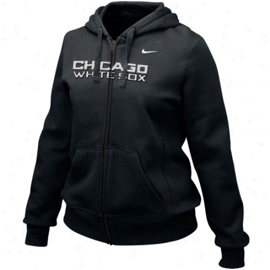 Chicago White Sox Sweatshirts : Nike Cicago White Sox Ladies Black Into Seams Full Zip Sweatshirts