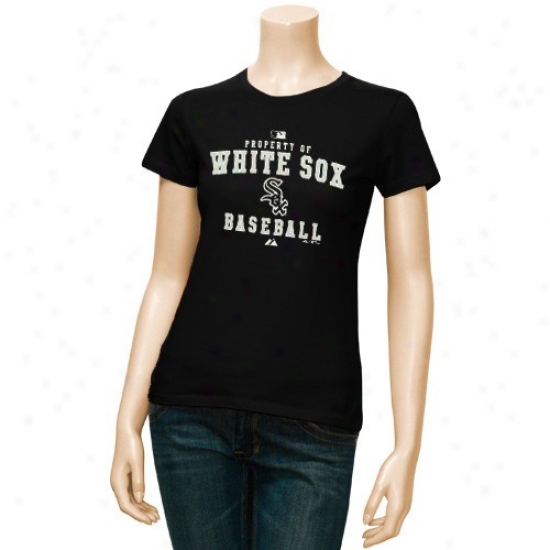 Chicago White Sox Tshirt : Majestic Chicago White Sox Ladies Black Property Of Tsuirt