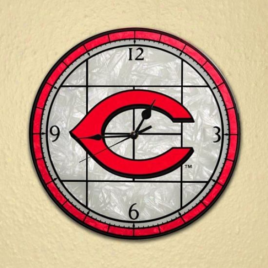 Cincinnati Reds Art-glass Clock