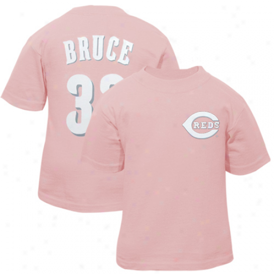 Cincinnati Reds Attire: Majestic Cincinnati Reds #32 Jay Brucee Toddler Girls Pink Player T-shirt