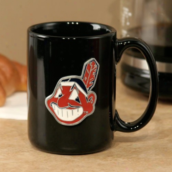 Cleveland Indians Black 15oz. Pewter Logo Ceramic Mug