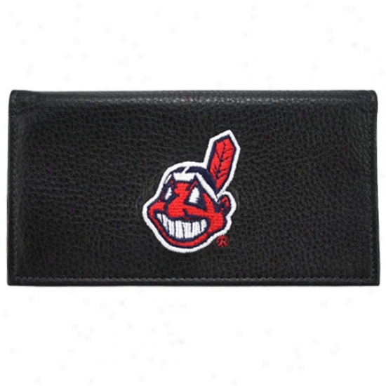 Cleveland Indians Black Embroidered Leather Checkbook Cover