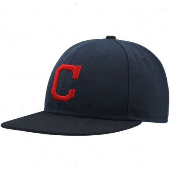 Clrveland Indians Hat : New Era Cleveland Indians Navy Blue On-field Authentic Fitted Hat