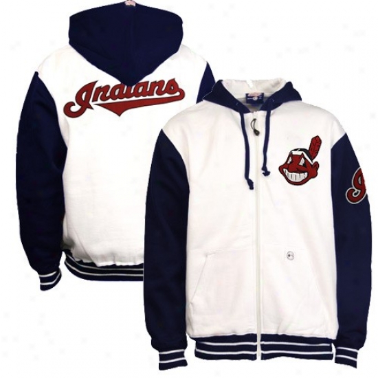 Clevelahd Indians Hoody : Cleveland Indians White Full Zip Hoody