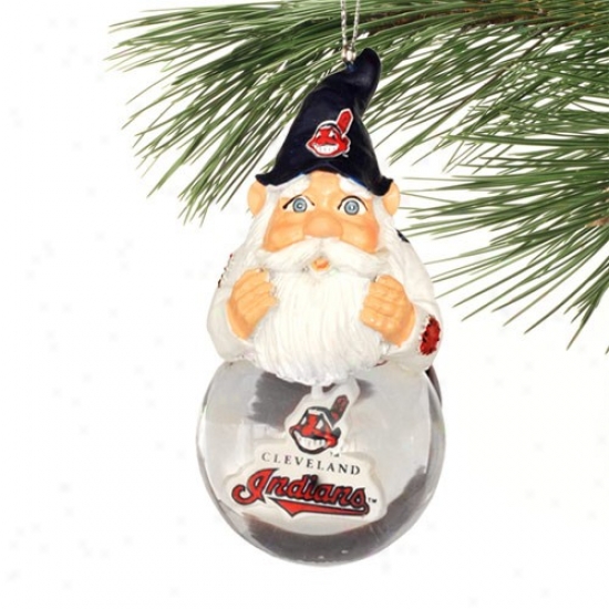 Cleveland Indians Light-up Gnome Snowglobe Christmas Ornament
