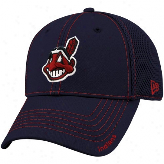 Cleveland Indians Merchandise: New Era Cleveland Indians Navy Pedantic  Neo 39thirty Stretcj Fit Hat