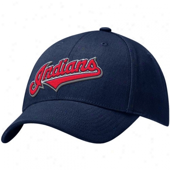 Cleveland Indians Mercchandise: Nike Cleveland Indian Navy Blue Swoosh Flex Fit Hat