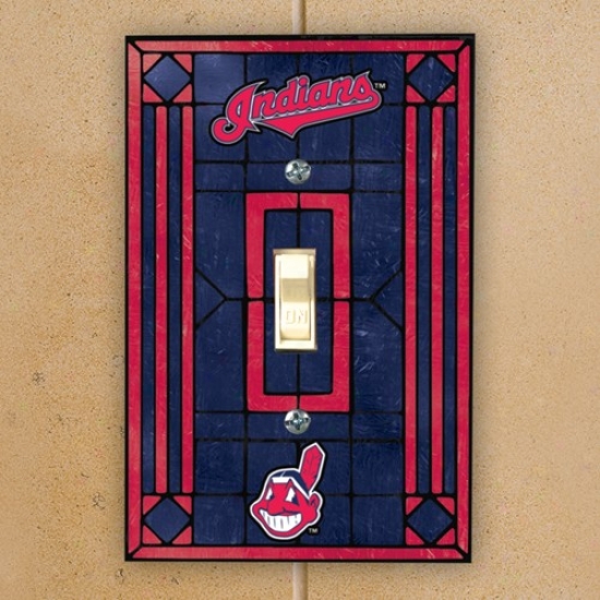 Cleveland Indians Navy Blue Art-glass Switch Plate Cover