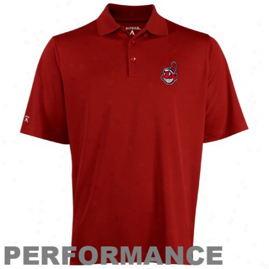 Cleveland Indians Polos : Antigua Ckeveland Indianx Red Exceed Polos