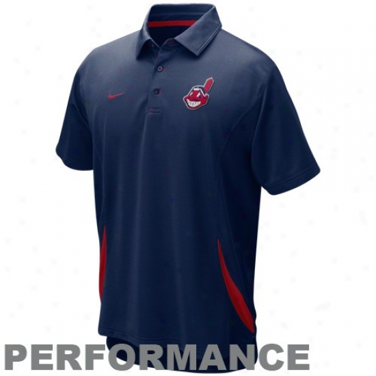 Cleveland Indians Polos : Nike Cleveland Indians Navy Blue Mlb Dri-fit Performance Polos