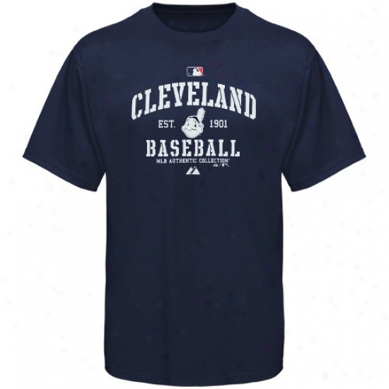 Cleveland Indians Shirt : Majestic Cleveland Indians Youth Navy Blue Ac Classiic Shirt