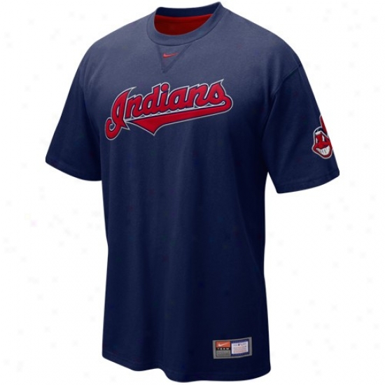 Cleveland Indians Shirt : Nike Cleveland Indians Navy Blue Weapons Twill Wordmark Shirt