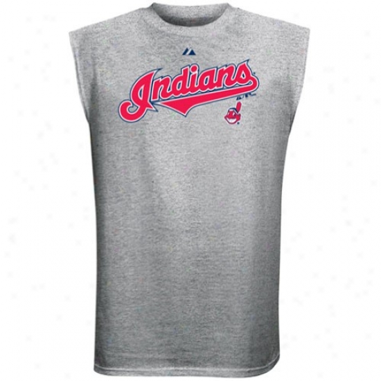 Cleveland Indians Shirts : Majestic Cleveland Indians Ash Series Sweep Sleeveless Shirts