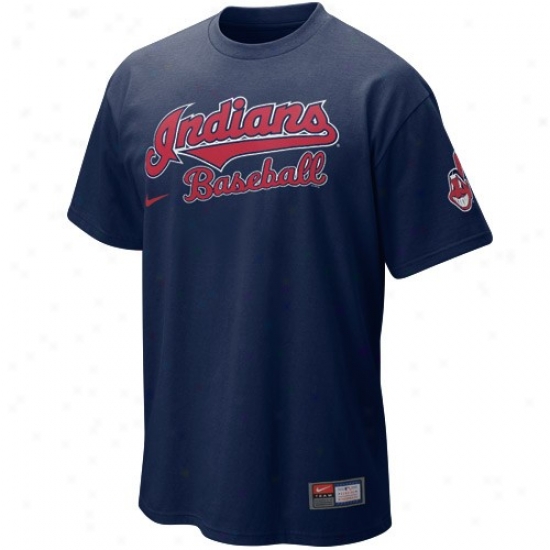 Cleveland Indians Shirts : Nike Clleveland Indians Ships of war Blue Mlb Practice Shirts