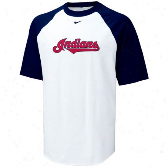 Cleveland Indians Tees : Nike Clevland Indians White Mlb Rollin Raglan Tees