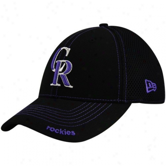 Colorado Rockies Hat : New Era Colorado Rockies Black Neo 39thirty Stretch Fit Hat