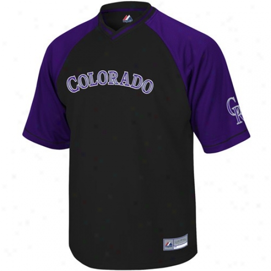 Colorado Rockies Jreseys : Majestic Colorado Rockies Black-purple Full Force V-neck Jerseys