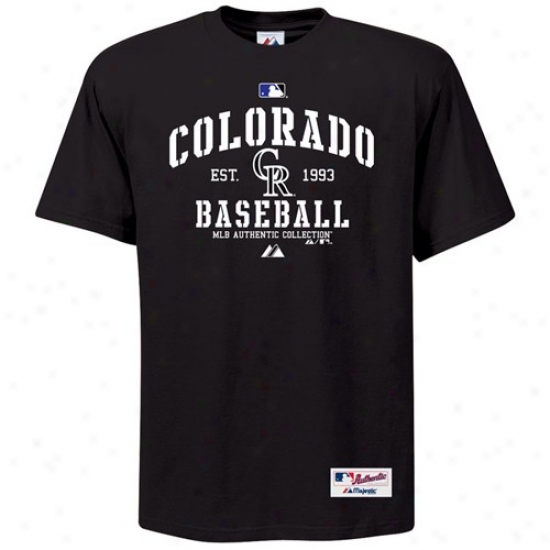 Colorado Rockies T Shirt : Majestic Colorado Rockies Black Ac Classic T Shirt