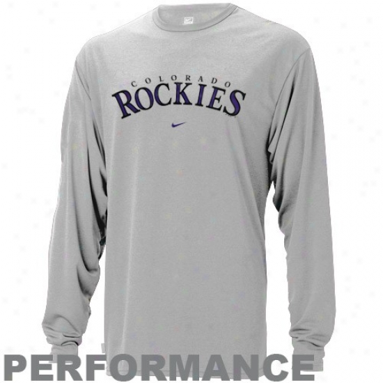 Colorado Rockies T-shirt : Nike Colorado Rockies Gray Mlb Performance Long Sleeve Training Top