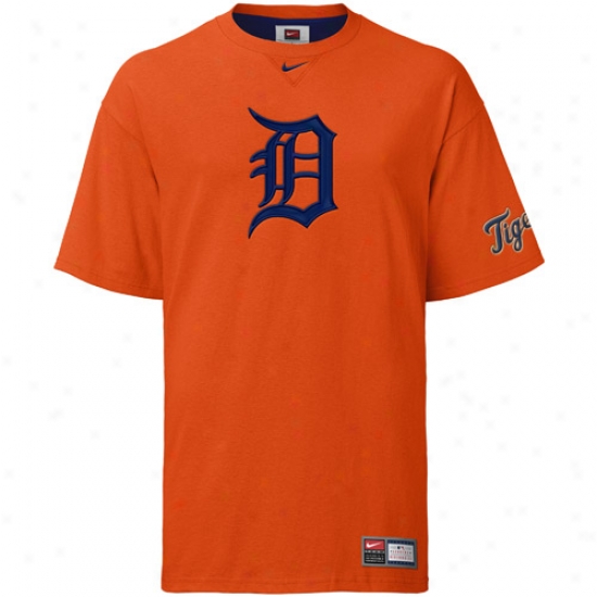 Detroit Tigers Apparel: Nike Detroit Tigers Orange Logo Tackle T-shirt