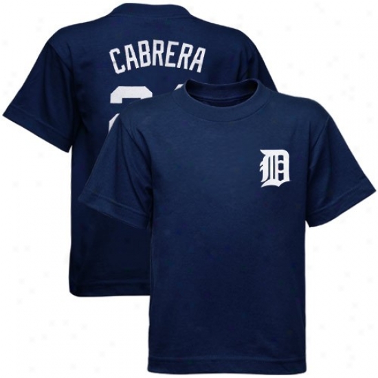 Detroit Tigers Attire: Majestic Detroit Tiger s#24 Miguel Cabrera Preschool Navy Blue Player T-shirt