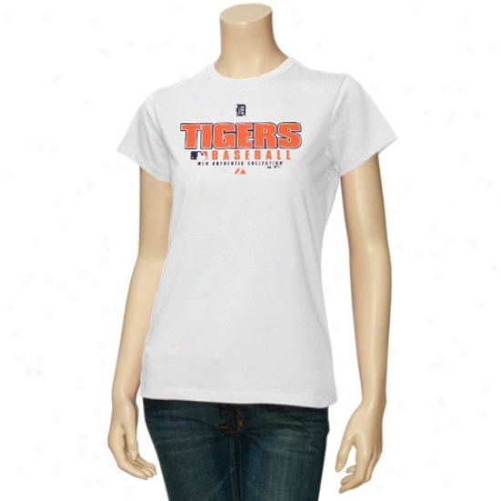 Detroit Togers Attire: Majestic Detroit Tigers Ladies White Practice T-shirt