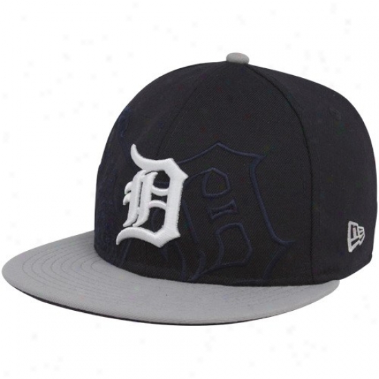 Detroit Tigers Hat : New Era Detroit Tigers Navy Blue-gray Big Tonal 59fifty Fitted Hat