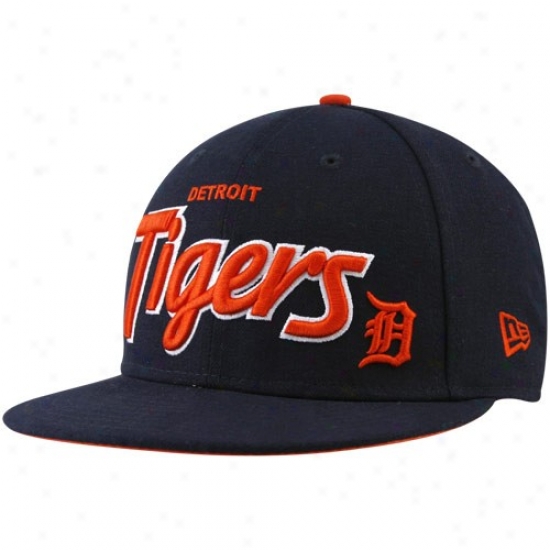 Detroit Tigers Hat : New Era Detroit Tigers Navy Blue Snapback Flat Bill Adjustable Hat