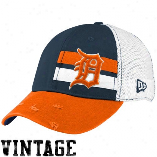 Detroit Tigers Hat : New Era Detroit Tigers Whiet Double Stripe Vintage Flex Fit Hat