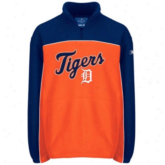 Detroit Tigers Jacket : Reebok Detroit Tigers Navy Blue Scrimmage Fleece Sweatshirt