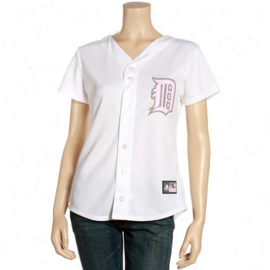 Detroit Tigers Jersey : Majestic Detroit Tigers Ladies White-pink Fashion Baseball Jersey