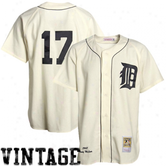 Detroit Tigers Jerseys : Mitchell & Ness Detroit Tigers # 17 Denny Mclain White Cooperstown Authentic Throwback Baseball Jerseys