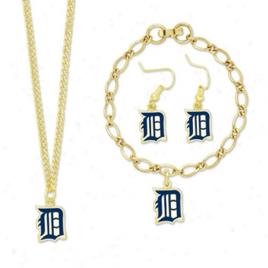 Detroit Tigers Ladies Gold-tone Jewelry Gift Set