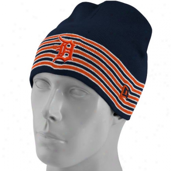 Detroit Tigers Merchandise: New Era Detroit Tigers Navy Blue Five Wale Knit Beanie
