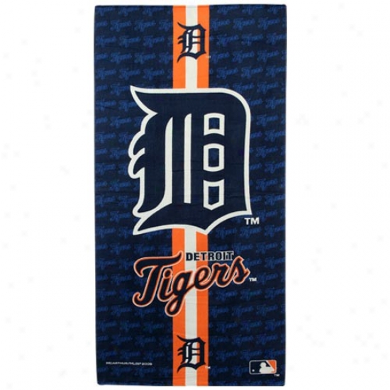 Detroit Tigers Navy Blue Team Stripe Beach Towel