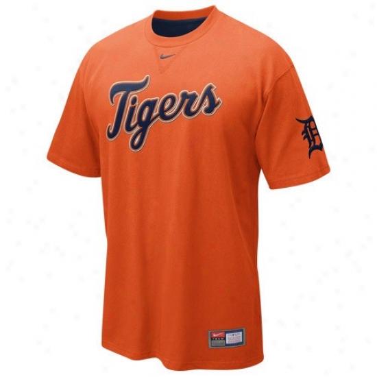 Detroit Tigers Shirt : Nike Detroit Tigers Orange Tackle Twill Wordmark Shirt