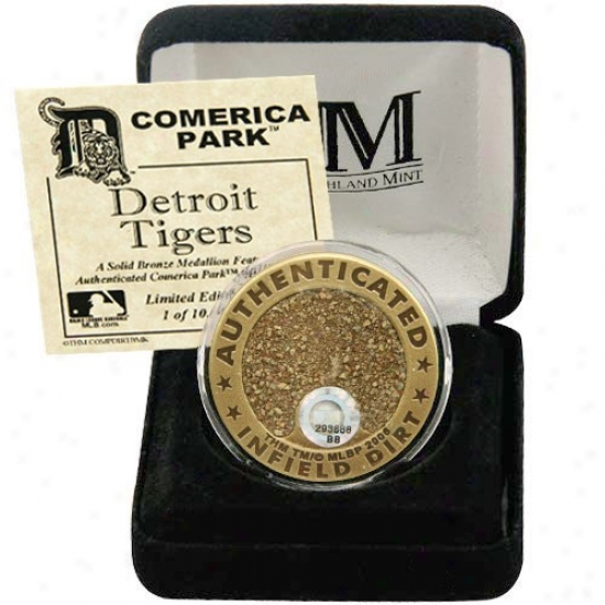 Detroit Tigers Solid Bronze Medallion Featuring Authentic Comerica Park Infield Dirt